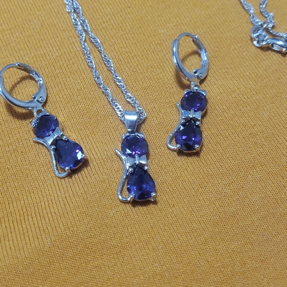 Sterling silver set necklace and earrings - Picture 4 of 5